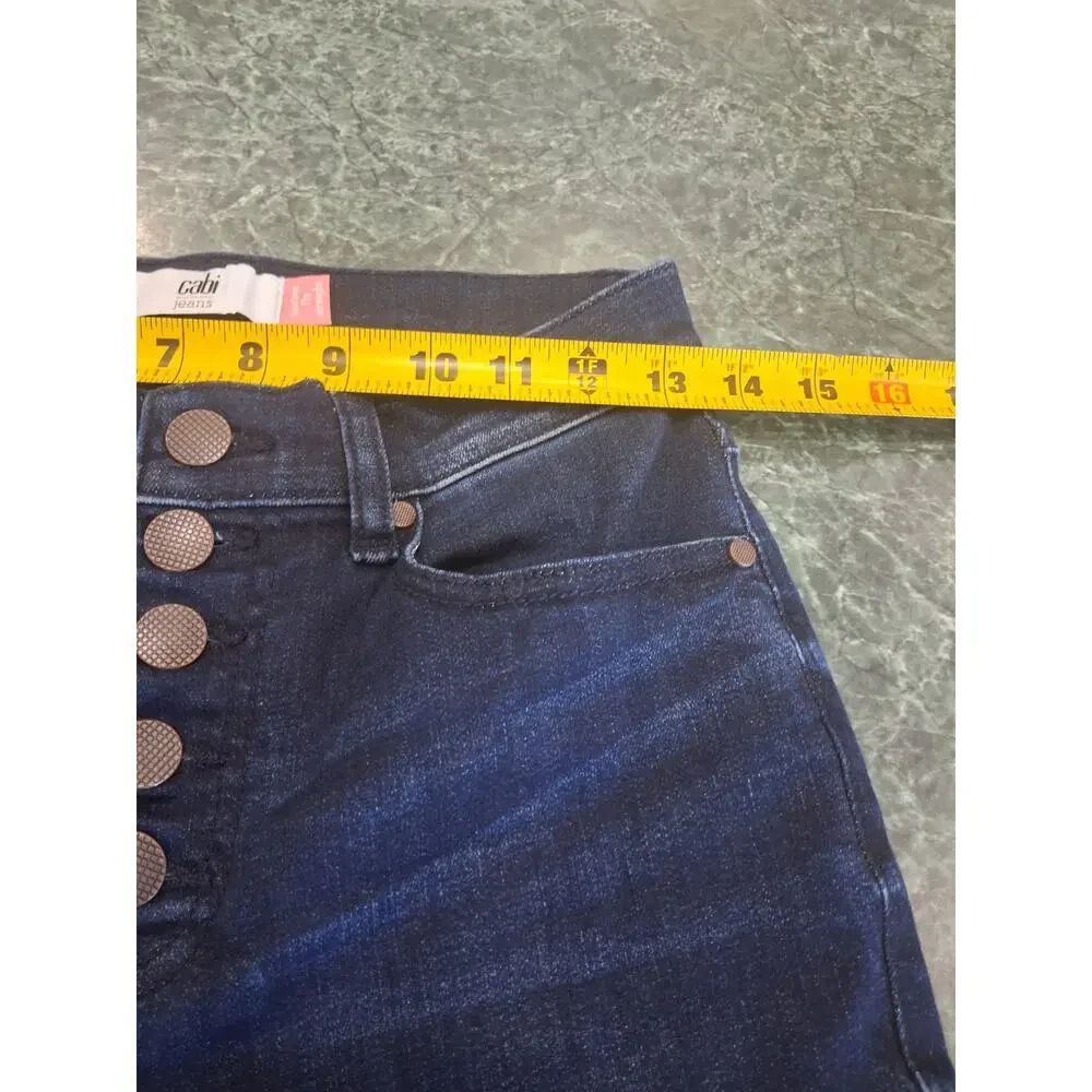 Cabi Dark Wash Exposed Button Fly Straight Denim Jeans Size 0 Retro Y2k Grunge - Picture 10 of 11